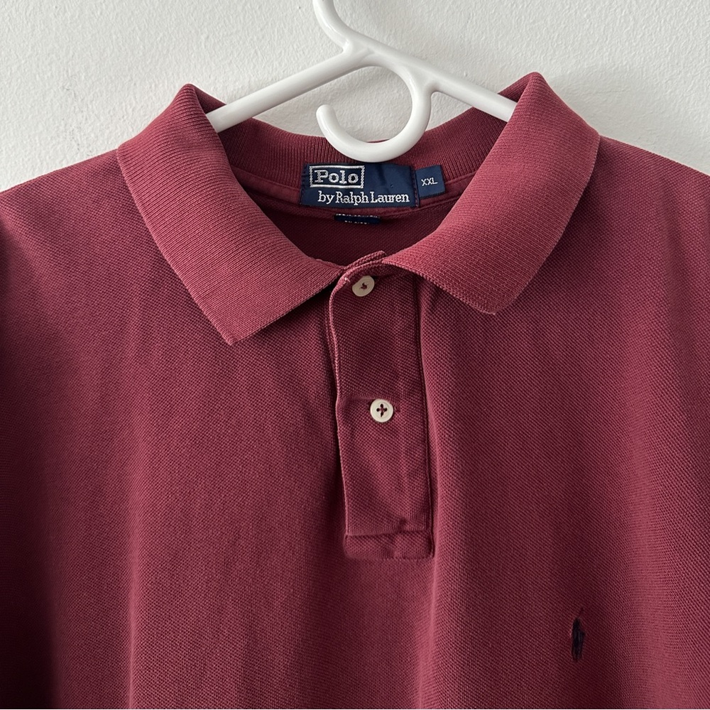 Polo Ralph Lauren Vintage Burgundy Red Polo T-Shirt Size XXL - Picture 3 of 9